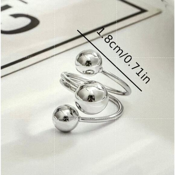 Golden Exaggerated Three Ball Open Ring One Size Golden - Picture 7 of 7